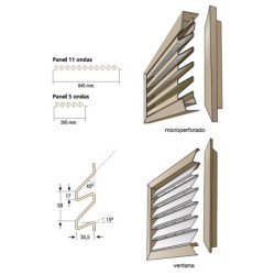 GALVANIZED PERFORATED ALUMINIUM PANEL 5 METRES LONG, 300 MM SLATS